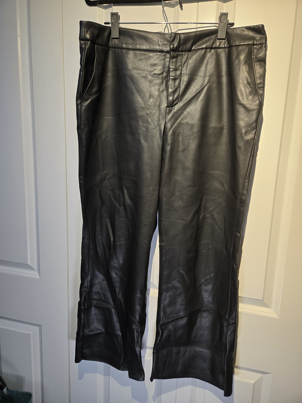 INC Black Faux Leather Straight-Leg Pants